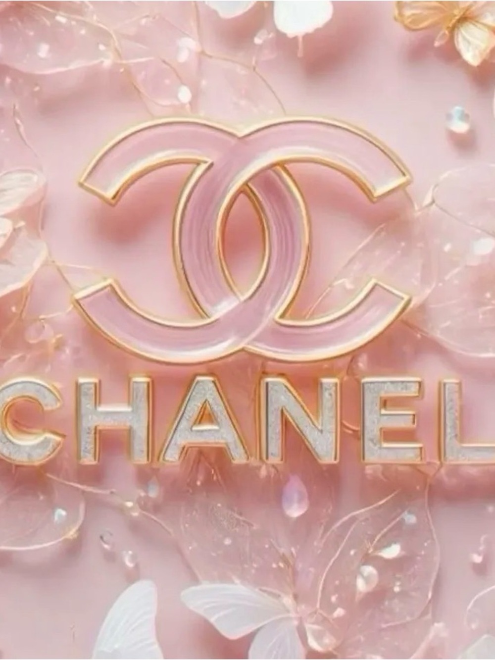 CHANEL Pink and Gold Double C Logo Brooch